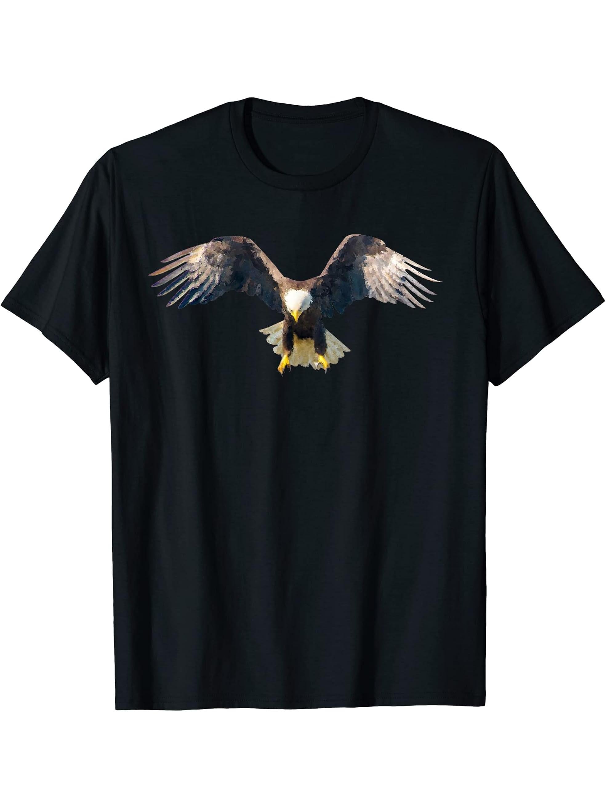 Bald eagle gift eagle fans gift T-Shirt 180G 100% Cotton Printed Round Neck Short-Sleeve T-Shirt, Gifts for Men Dad Husband Grandpa, S-XXXL, Black