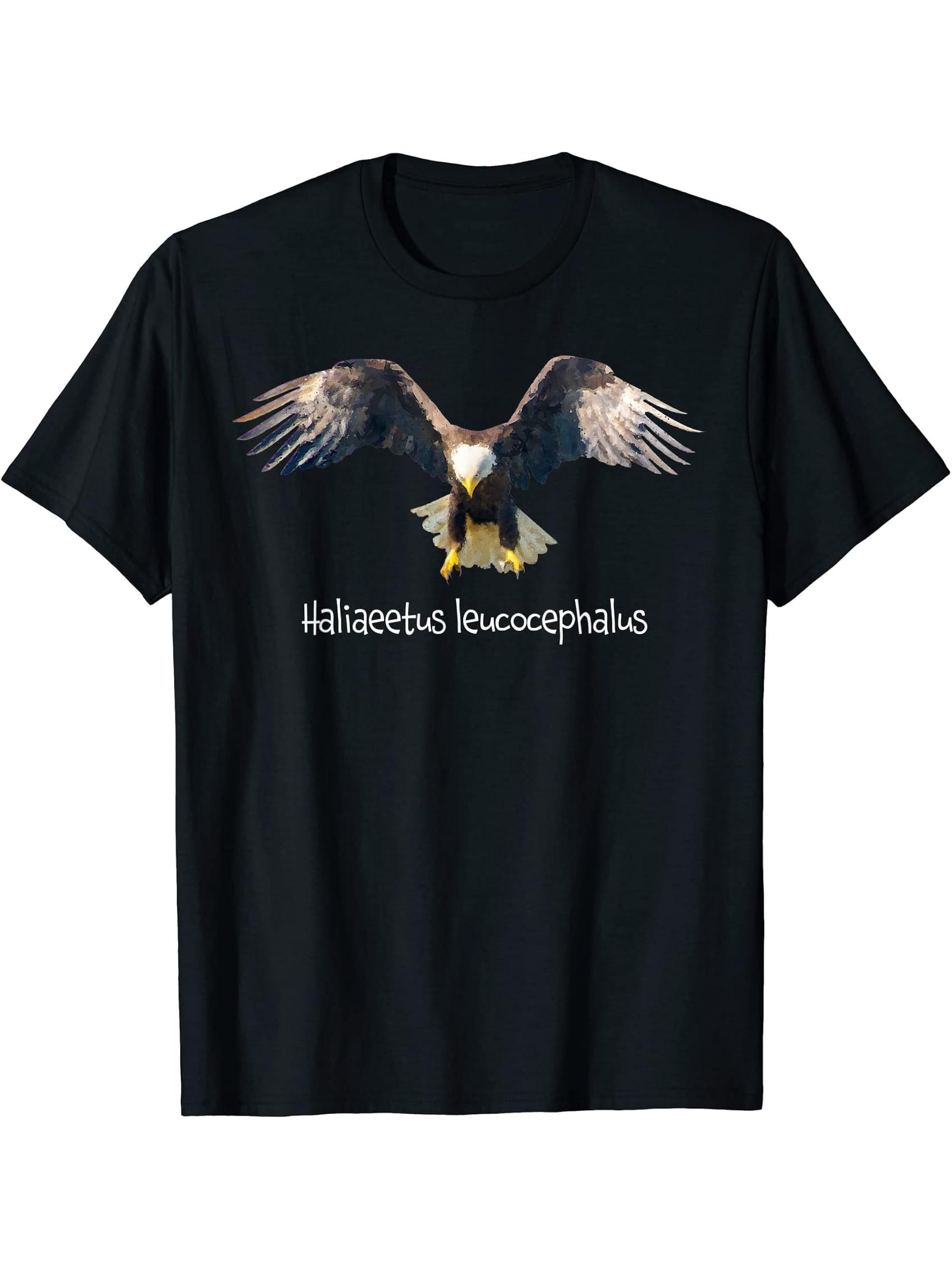 Bald eagle gift eagle fans gift T-Shirt 180G 100% Cotton Printed Round Neck Short-Sleeve T-Shirt, Gifts for Men Dad Husband Grandpa, S-XXXL, Black