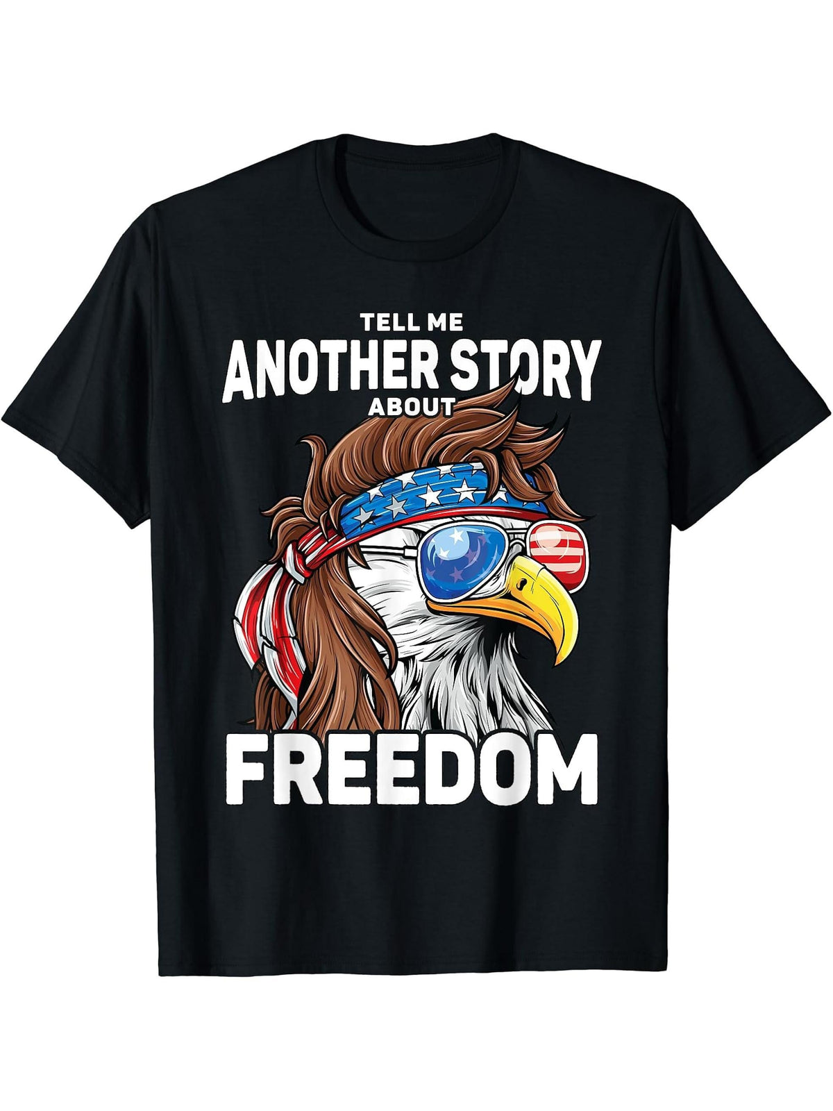 4th of July Shirt Men USA Flag Freedom Patriotic Bald Eagle T-Shirt 180G 100% Cotton Printed Round Neck Short-Sleeve T-Shirt, Gifts for Men Dad Husband Grandpa, S-XXXL, Black