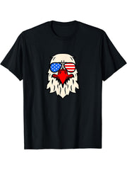 Bald Eagle US Flag, Fourth of July, American Flag T-Shirt 180G 100% Cotton Printed Round Neck Short-Sleeve T-Shirt, Gifts for Men Dad Husband Grandpa, S-XXXL, Black