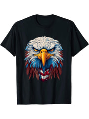 American Flag Patriotic Bald Eagle 4th Of July Men USA T-Shirt 180G 100% Cotton Printed Round Neck Short-Sleeve T-Shirt, Gifts for Men Dad Husband Grandpa, S-XXXL, Black