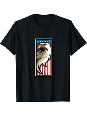 American Flag and Bald eagle Emblem - American Patriot gift T-Shirt 180G 100% Cotton Printed Round Neck Short-Sleeve T-Shirt, Gifts for Men Dad Husband Grandpa, S-XXXL, Black