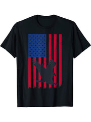 American Bald Eagle Flag Patriotic American Flag T-Shirt 180G 100% Cotton Printed Round Neck Short-Sleeve T-Shirt, Gifts for Men Dad Husband Grandpa, S-XXXL, Black