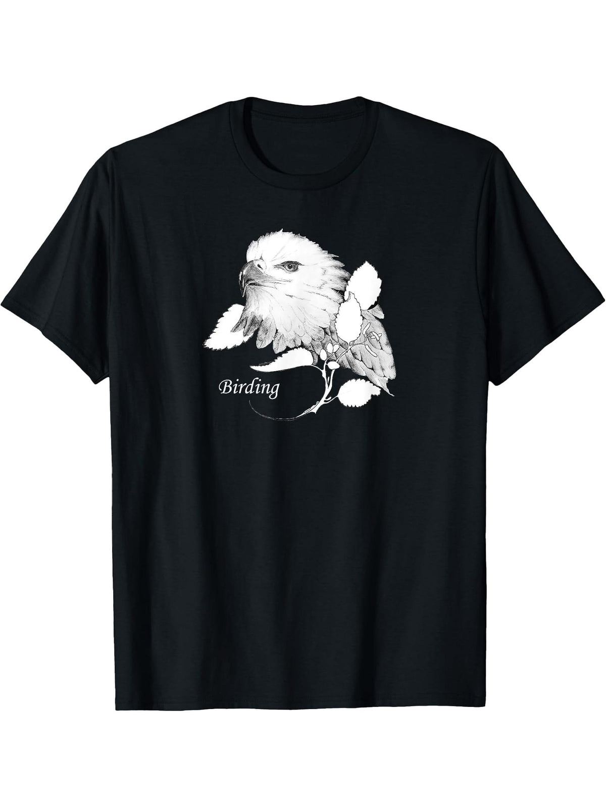 Bird. Birding. Birdwatching. Bald Eagle. T-Shirt 180G 100% Cotton Printed Round Neck Short-Sleeve T-Shirt, Gifts for Men Dad Husband Grandpa, S-XXXL, Black