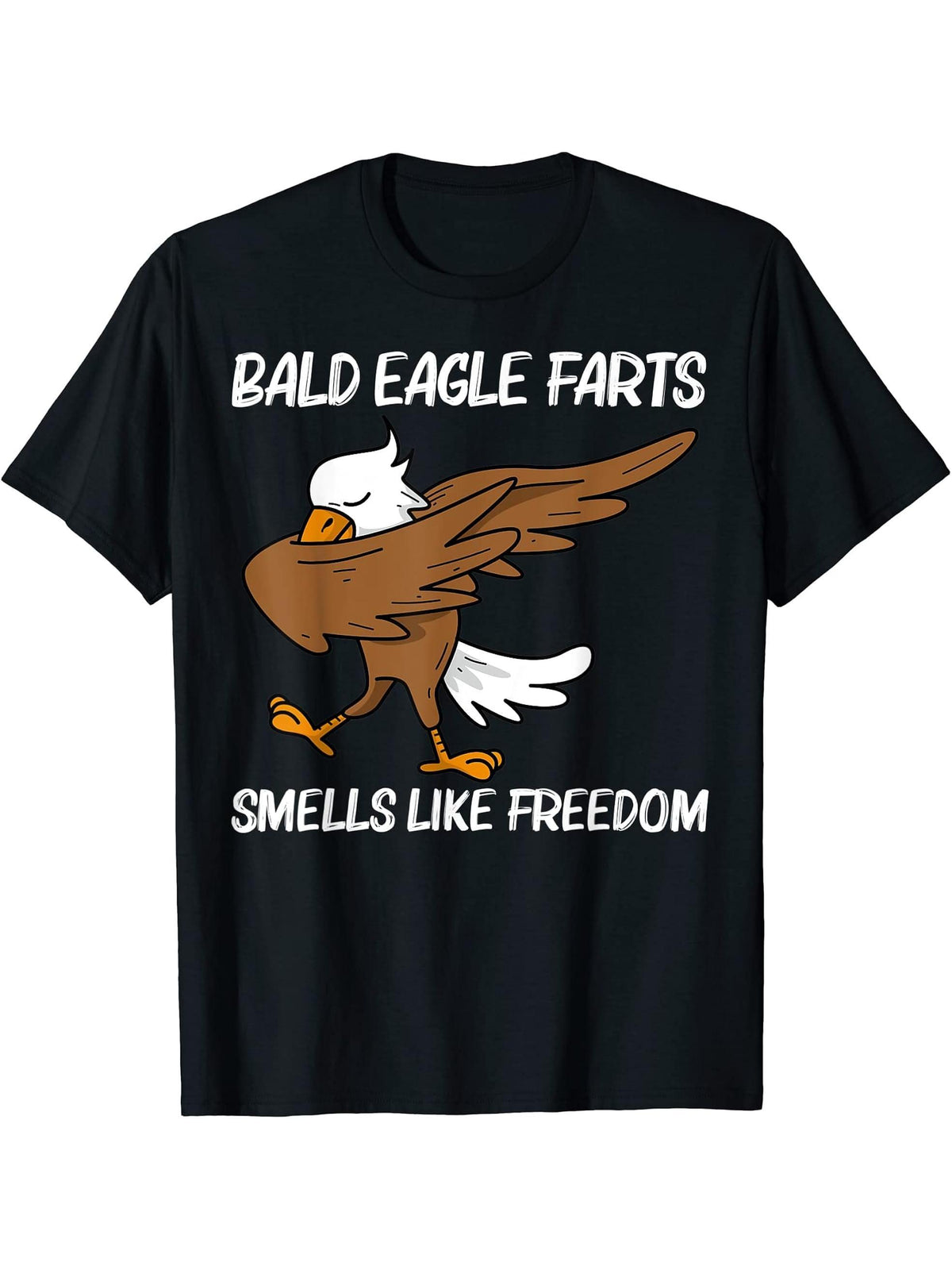 Cool Eagle For Men Women Dabbing Bald Flying Animal T-Shirt 180G 100% Cotton Printed Round Neck Short-Sleeve T-Shirt, Gifts for Men Dad Husband Grandpa, S-XXXL, Black