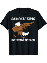 Cool Eagle For Men Women Dabbing Bald Flying Animal T-Shirt 180G 100% Cotton Printed Round Neck Short-Sleeve T-Shirt, Gifts for Men Dad Husband Grandpa, S-XXXL, Black