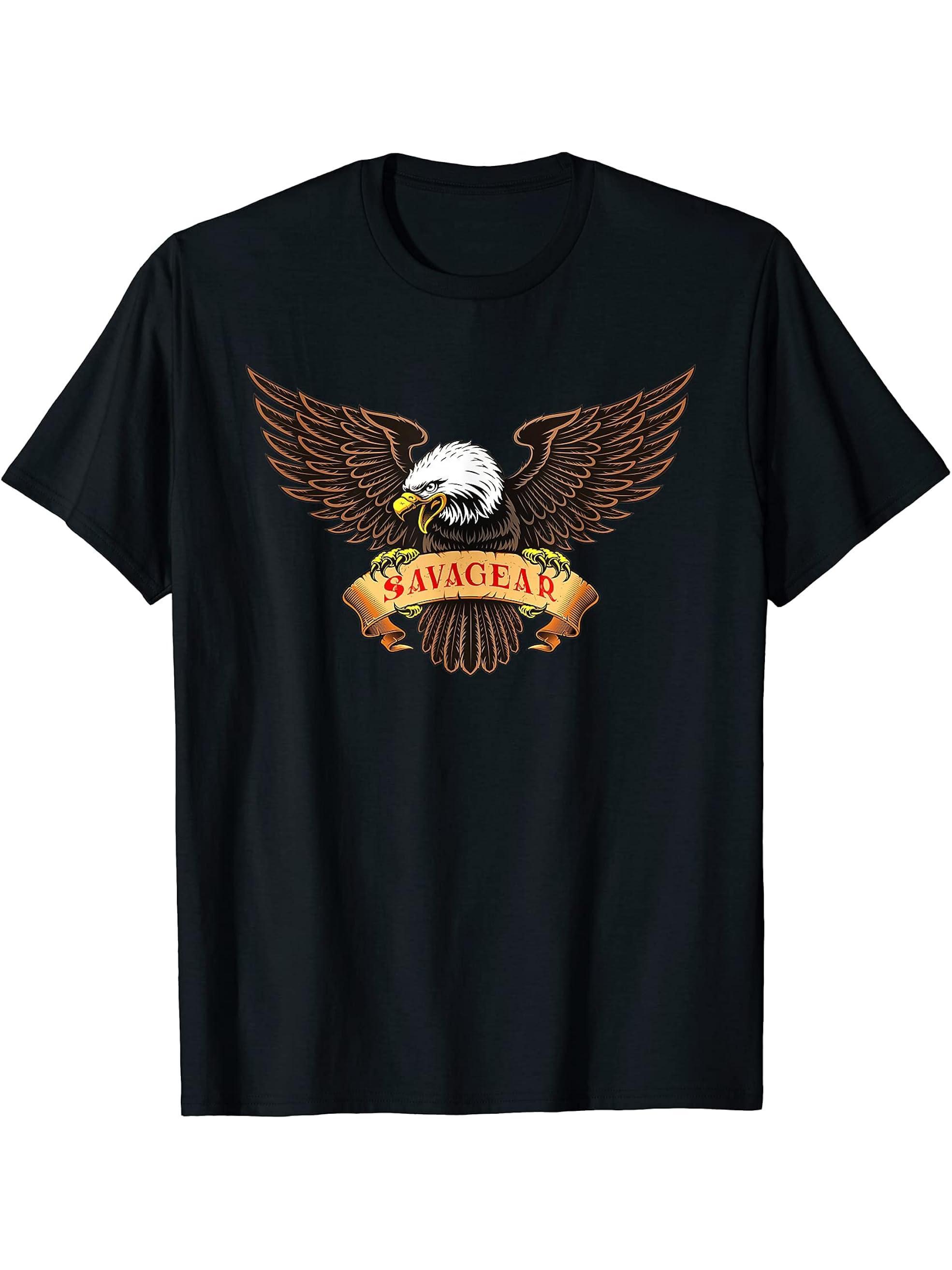 Bald Eagle Logo T-Shirt 180G 100% Cotton Printed Round Neck Short-Sleeve T-Shirt, Gifts for Men Dad Husband Grandpa, S-XXXL, Black