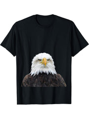 Bald Eagle TShirt American Patriotic 4th July Top Bird Lover T-Shirt 180G 100% Cotton Printed Round Neck Short-Sleeve T-Shirt, Gifts for Men Dad Husband Grandpa, S-XXXL, Black