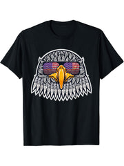 Cool American Bald Eagle Patriot Stand for Flag T Shirt 180G 100% Cotton Printed Round Neck Short-Sleeve T-Shirt, Gifts for Men Dad Husband Grandpa, S-XXXL, Black