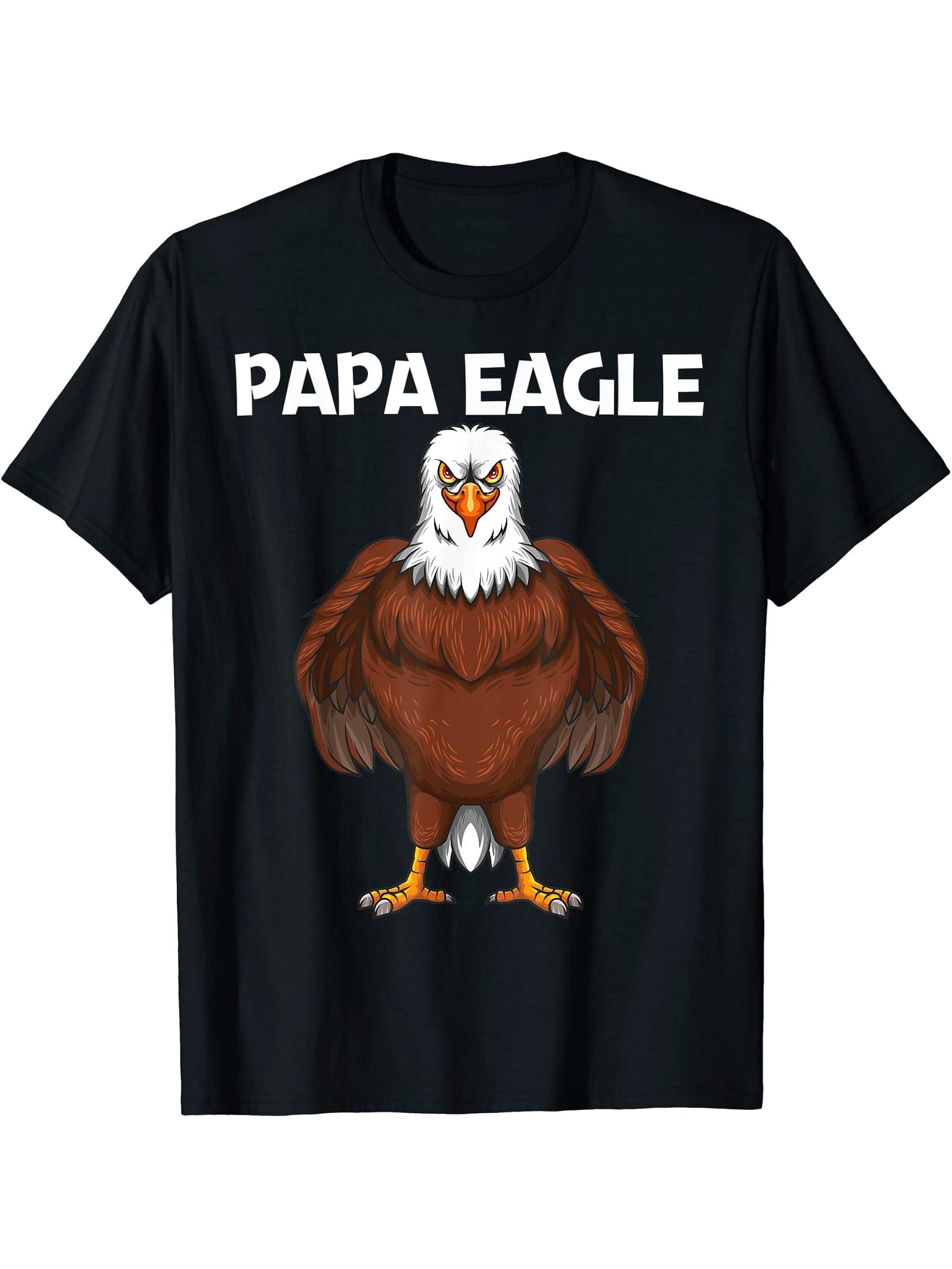 Cool Eagle Design For Men Boys Bald Eagle Animal Bird Lover T-Shirt 180G 100% Cotton Printed Round Neck Short-Sleeve T-Shirt, Gifts for Men Dad Husband Grandpa, S-XXXL, Black