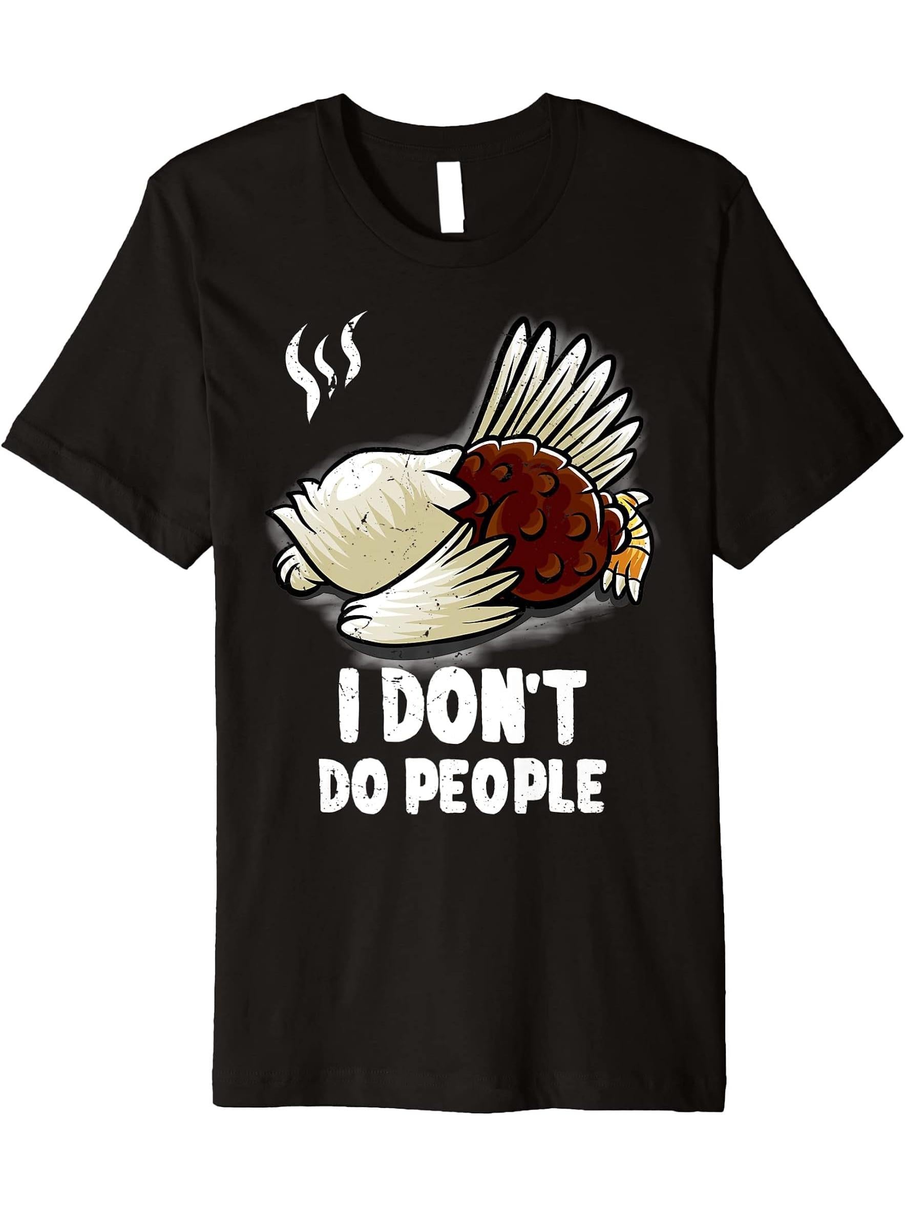 I Don't Do People Nerd Sleeping American Bald Eagle Geek Premium T-Shirt 180G 100% Cotton Printed Round Neck Short-Sleeve T-Shirt, Gifts for Men Dad Husband Grandpa, S-XXXL, Black