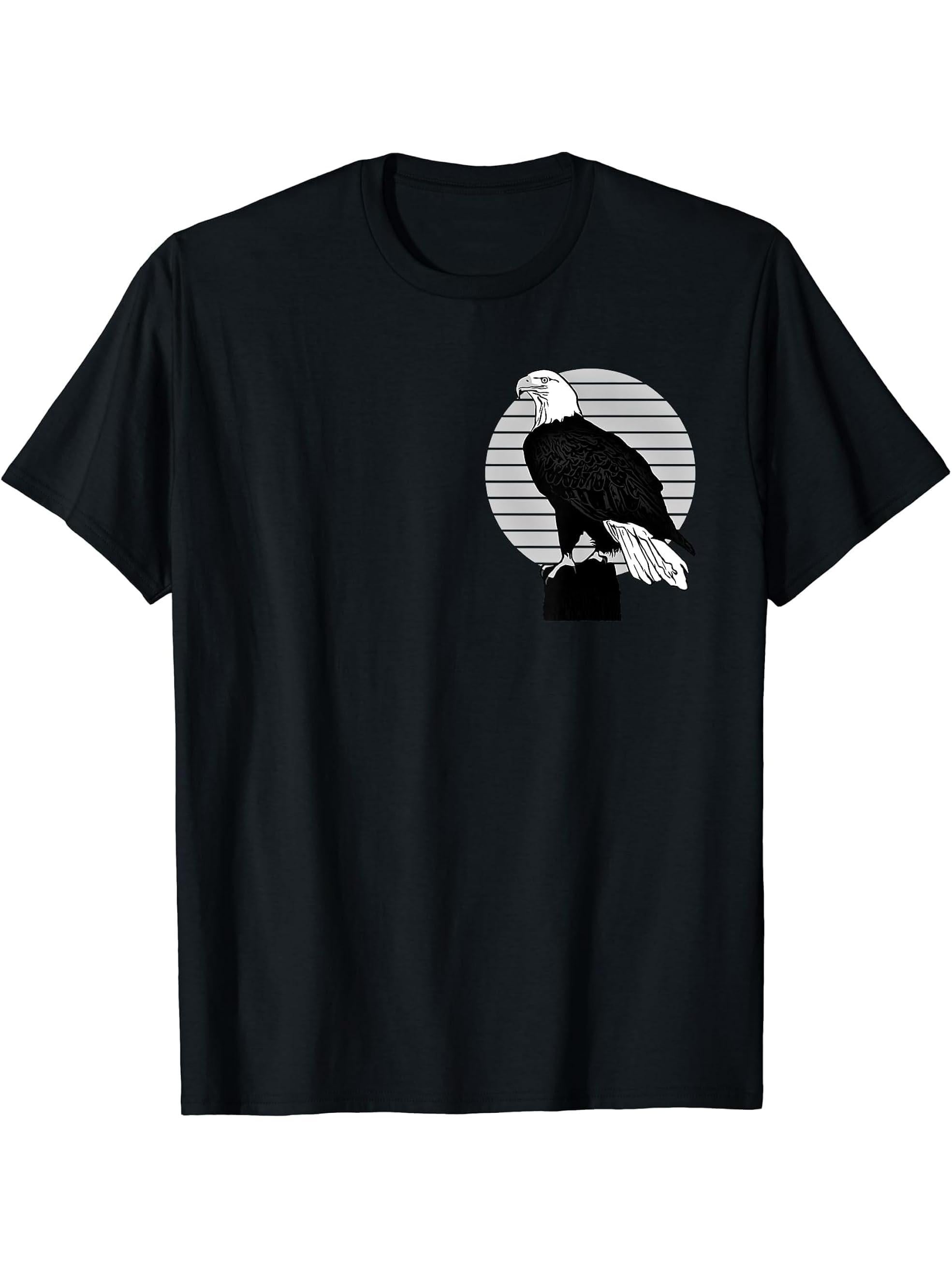 American Meme Bald Eagle Patriotic Bird Flag Lincoln Hat T-Shirt 180G 100% Cotton Printed Round Neck Short-Sleeve T-Shirt, Gifts for Men Dad Husband Grandpa, S-XXXL, Black