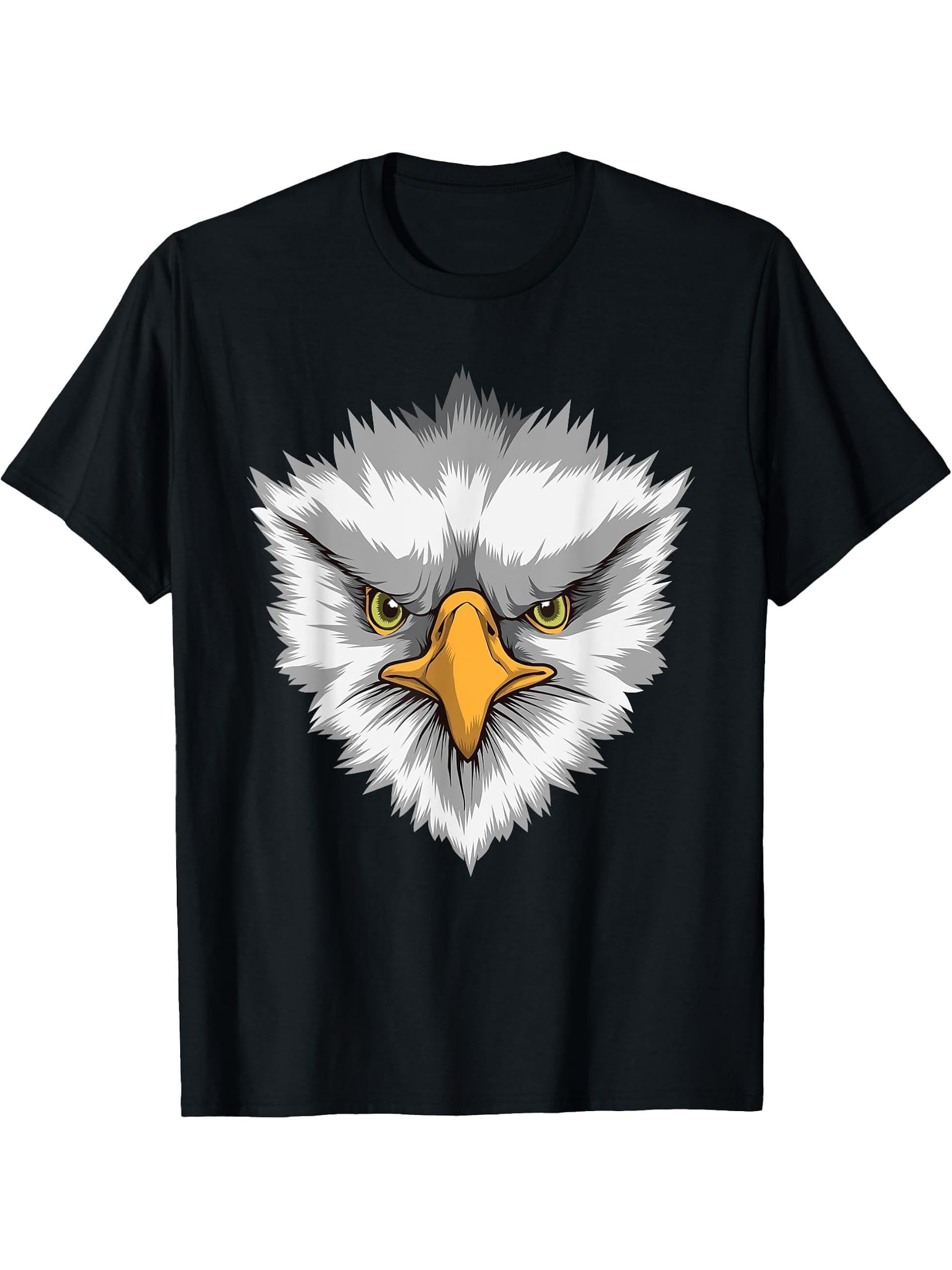 Bald Eagle Head | Bird Of Prey T-Shirt 180G 100% Cotton Printed Round Neck Short-Sleeve T-Shirt, Gifts for Men Dad Husband Grandpa, S-XXXL, Black