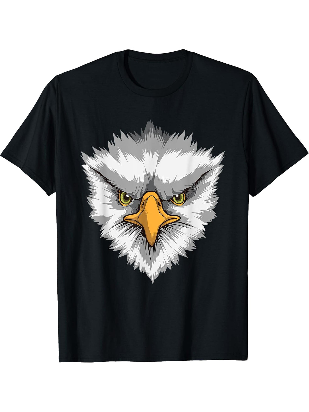 Bald Eagle Head | Bird Of Prey T-Shirt 180G 100% Cotton Printed Round Neck Short-Sleeve T-Shirt, Gifts for Men Dad Husband Grandpa, S-XXXL, Black