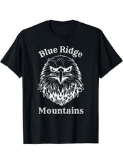 Bald Eagle Blue Ridge Mountains T-Shirt 180G 100% Cotton Printed Round Neck Short-Sleeve T-Shirt, Gifts for Men Dad Husband Grandpa, S-XXXL, Black