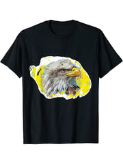 Bald Eagle Bird Avian Ornithology Photo Art Tee T-Shirt 180G 100% Cotton Printed Round Neck Short-Sleeve T-Shirt, Gifts for Men Dad Husband Grandpa, S-XXXL, Black
