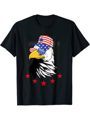 america patriotic or 4th of July or american flag bald eagle T-Shirt 180G 100% Cotton Printed Round Neck Short-Sleeve T-Shirt, Gifts for Men Dad Husband Grandpa, S-XXXL, Black