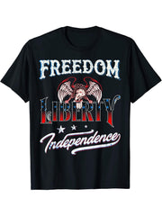 Freedom Liberty Independence Bald Eagle T-Shirt Men & Women T-Shirt 180G 100% Cotton Printed Round Neck Short-Sleeve T-Shirt, Gifts for Men Dad Husband Grandpa, S-XXXL, Black