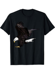 American imprint patriotic animal bald eagle motif T-Shirt 180G 100% Cotton Printed Round Neck Short-Sleeve T-Shirt, Gifts for Men Dad Husband Grandpa, S-XXXL, Black