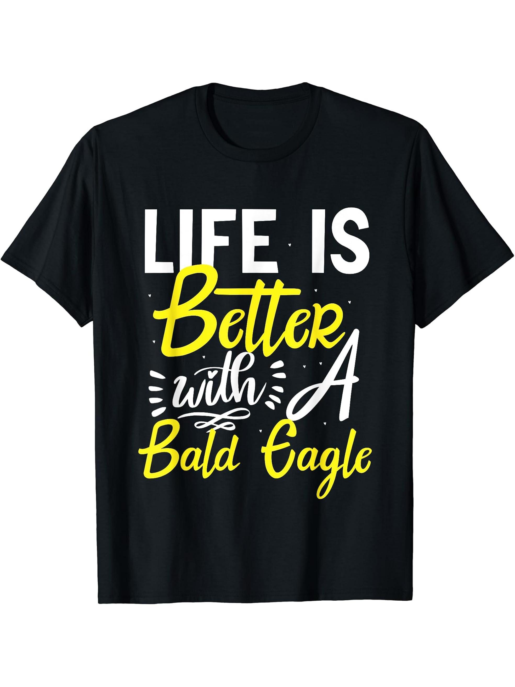 Eagle Lover Bird T-Shirt 180G 100% Cotton Printed Round Neck Short-Sleeve T-Shirt, Gifts for Men Dad Husband Grandpa, S-XXXL, Black