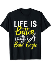 Eagle Lover Bird T-Shirt 180G 100% Cotton Printed Round Neck Short-Sleeve T-Shirt, Gifts for Men Dad Husband Grandpa, S-XXXL, Black