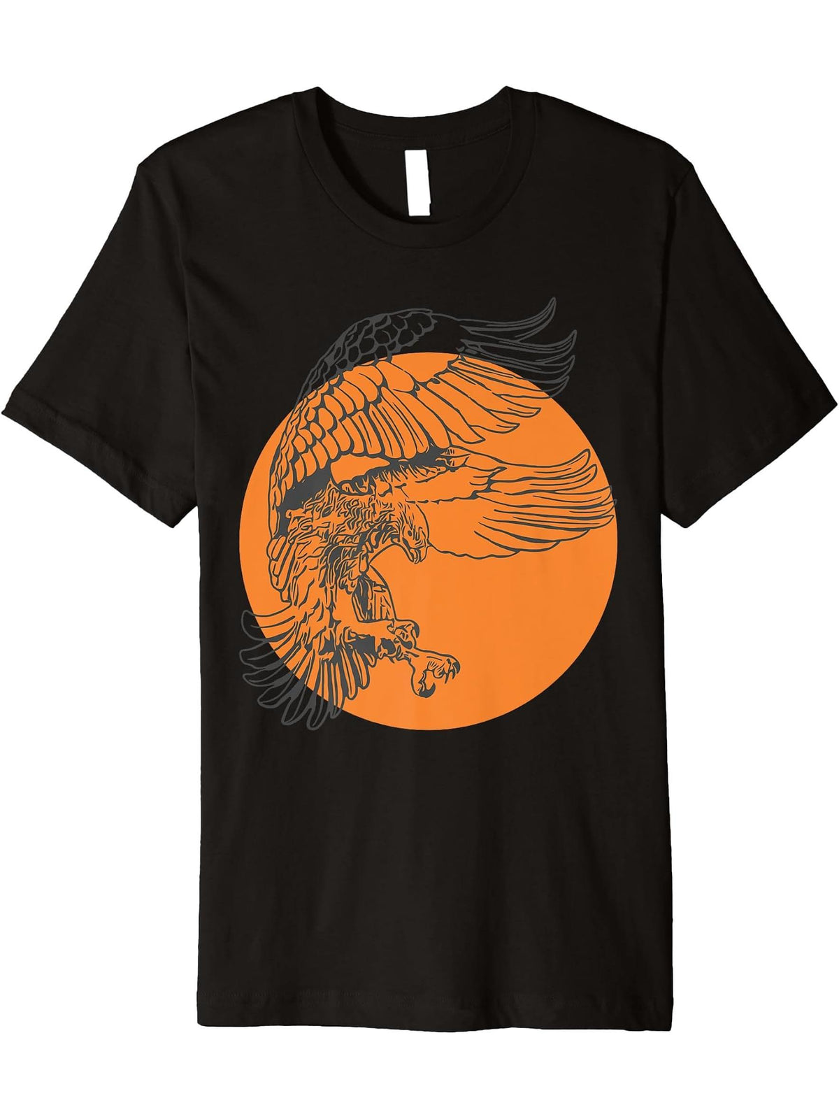 Bald Eagle American National Animal Patriotic Freedom Sunset Premium T-Shirt 180G 100% Cotton Printed Round Neck Short-Sleeve T-Shirt, Gifts for Men Dad Husband Grandpa, S-XXXL, Black