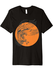 Bald Eagle American National Animal Patriotic Freedom Sunset Premium T-Shirt 180G 100% Cotton Printed Round Neck Short-Sleeve T-Shirt, Gifts for Men Dad Husband Grandpa, S-XXXL, Black