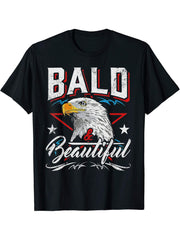 Bald And Beutiful Funny Eagle T-Shirt 180G 100% Cotton Printed Round Neck Short-Sleeve T-Shirt, Gifts for Men Dad Husband Grandpa, S-XXXL, Black