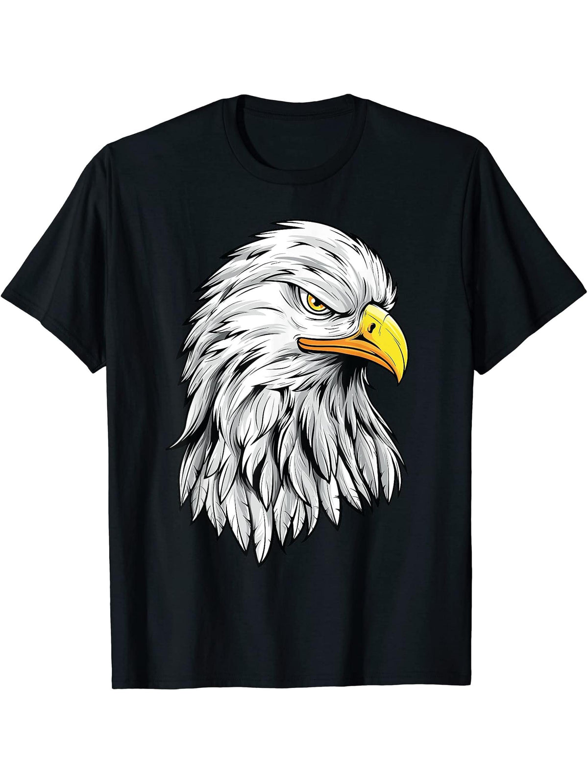 American Bald Eagle Shirt Men Patriotic T-Shirt 180G 100% Cotton Printed Round Neck Short-Sleeve T-Shirt, Gifts for Men Dad Husband Grandpa, S-XXXL, Black