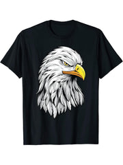 American Bald Eagle Shirt Men Patriotic T-Shirt 180G 100% Cotton Printed Round Neck Short-Sleeve T-Shirt, Gifts for Men Dad Husband Grandpa, S-XXXL, Black