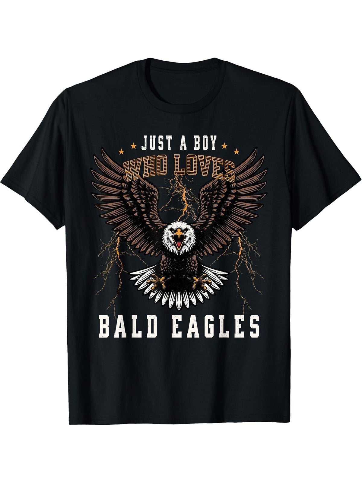 Bald Eagles T-Shirt 180G 100% Cotton Printed Round Neck Short-Sleeve T-Shirt, Gifts for Men Dad Husband Grandpa, S-XXXL, Black