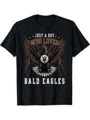 Bald Eagles T-Shirt 180G 100% Cotton Printed Round Neck Short-Sleeve T-Shirt, Gifts for Men Dad Husband Grandpa, S-XXXL, Black