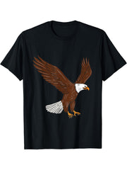 Flying Eagle. Inspirational. Women Men's Bald Eagle. Nature T-Shirt 180G 100% Cotton Printed Round Neck Short-Sleeve T-Shirt, Gifts for Men Dad Husband Grandpa, S-XXXL, Black