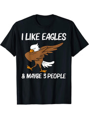 Cool Eagle For Men Women Dabbing Bald Flying Animal T-Shirt 180G 100% Cotton Printed Round Neck Short-Sleeve T-Shirt, Gifts for Men Dad Husband Grandpa, S-XXXL, Black