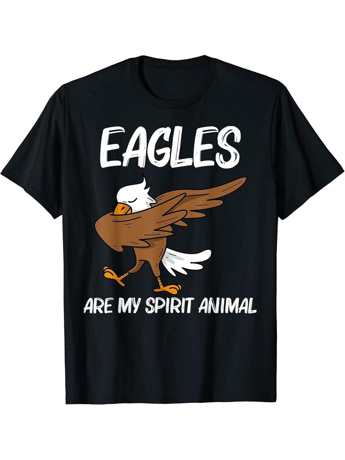 Cool Eagle For Men Women Dabbing Bald Flying Animal T-Shirt 180G 100% Cotton Printed Round Neck Short-Sleeve T-Shirt, Gifts for Men Dad Husband Grandpa, S-XXXL, Black