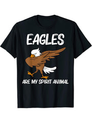 Cool Eagle For Men Women Dabbing Bald Flying Animal T-Shirt 180G 100% Cotton Printed Round Neck Short-Sleeve T-Shirt, Gifts for Men Dad Husband Grandpa, S-XXXL, Black