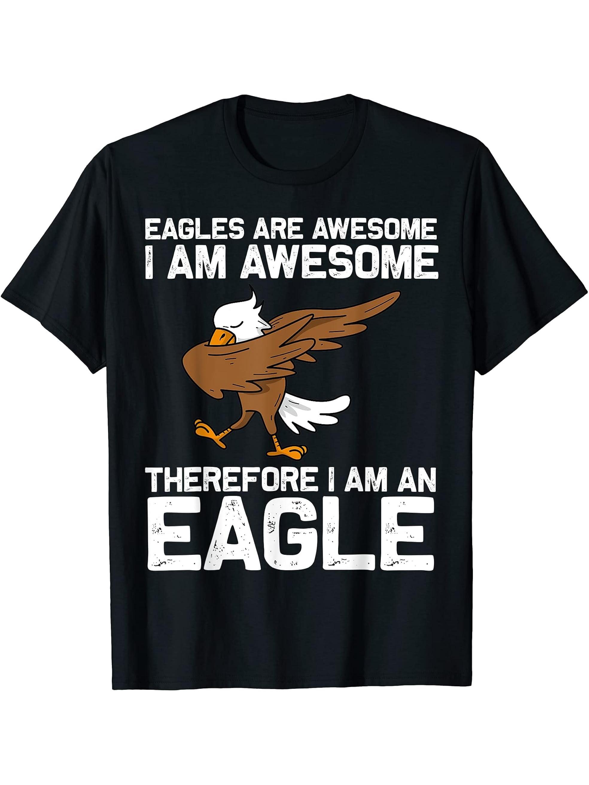 Cool Eagle For Men Women Dabbing Bald Flying Animal T-Shirt 180G 100% Cotton Printed Round Neck Short-Sleeve T-Shirt, Gifts for Men Dad Husband Grandpa, S-XXXL, Black