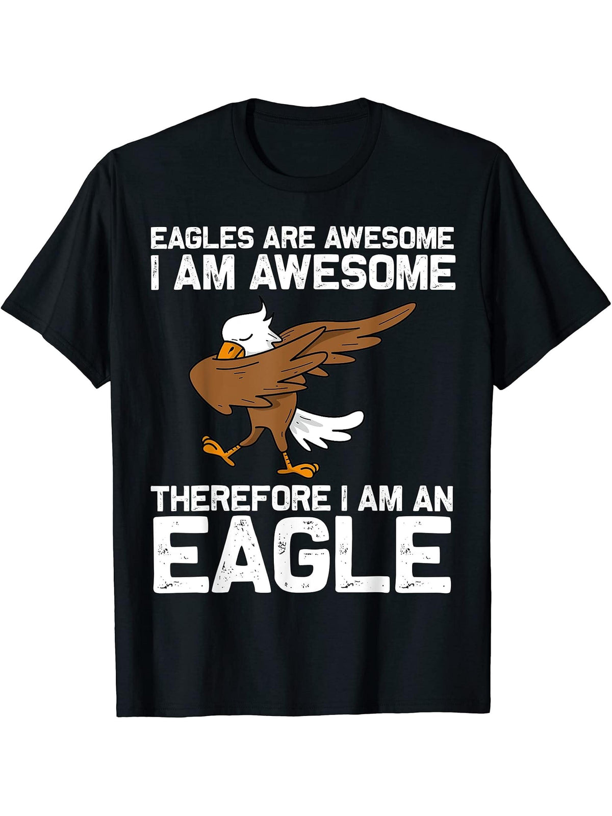 Cool Eagle For Men Women Dabbing Bald Flying Animal T-Shirt 180G 100% Cotton Printed Round Neck Short-Sleeve T-Shirt, Gifts for Men Dad Husband Grandpa, S-XXXL, Black
