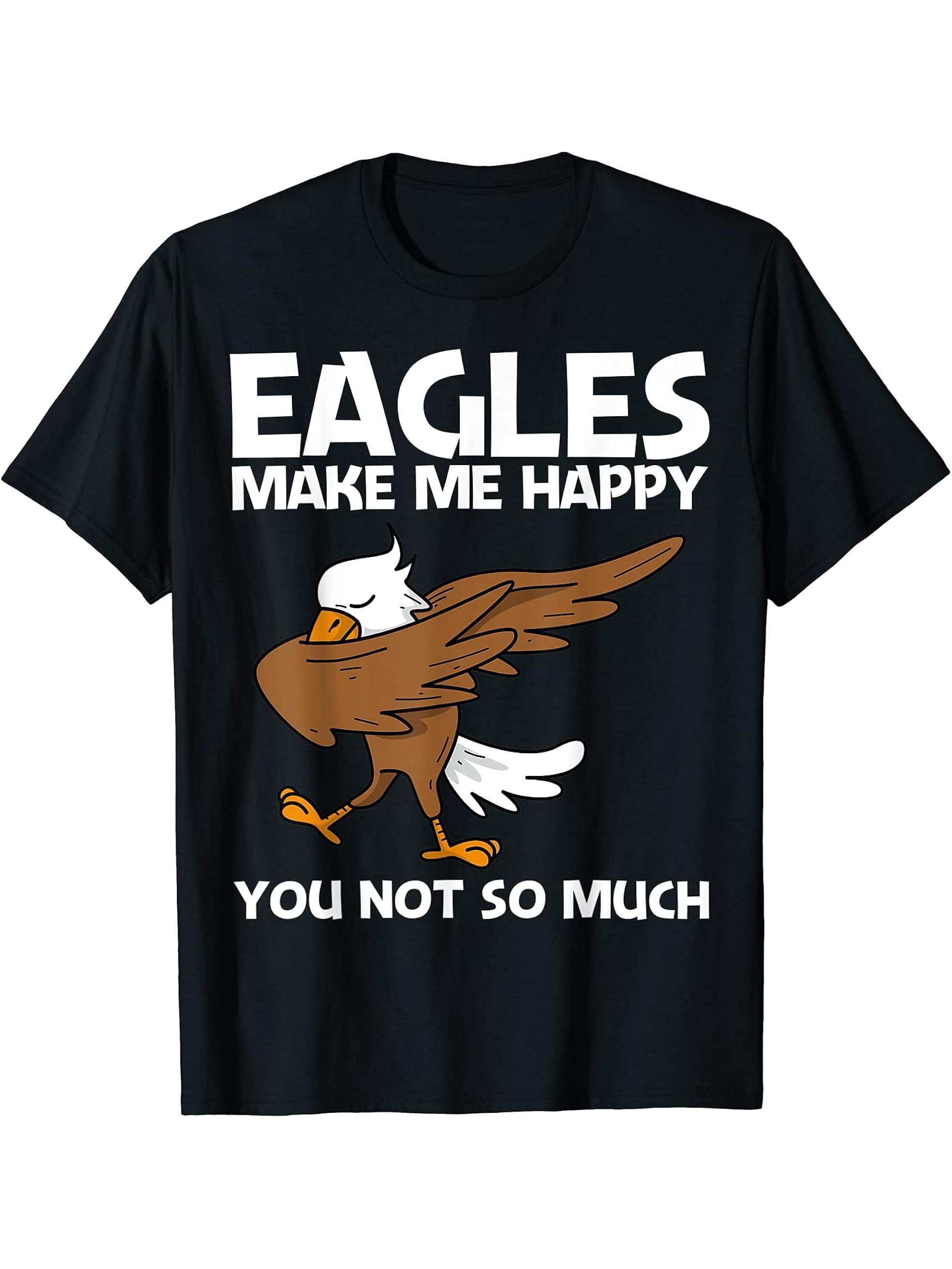 Cool Eagle For Men Women Dabbing Bald Flying Animal T-Shirt 180G 100% Cotton Printed Round Neck Short-Sleeve T-Shirt, Gifts for Men Dad Husband Grandpa, S-XXXL, Black