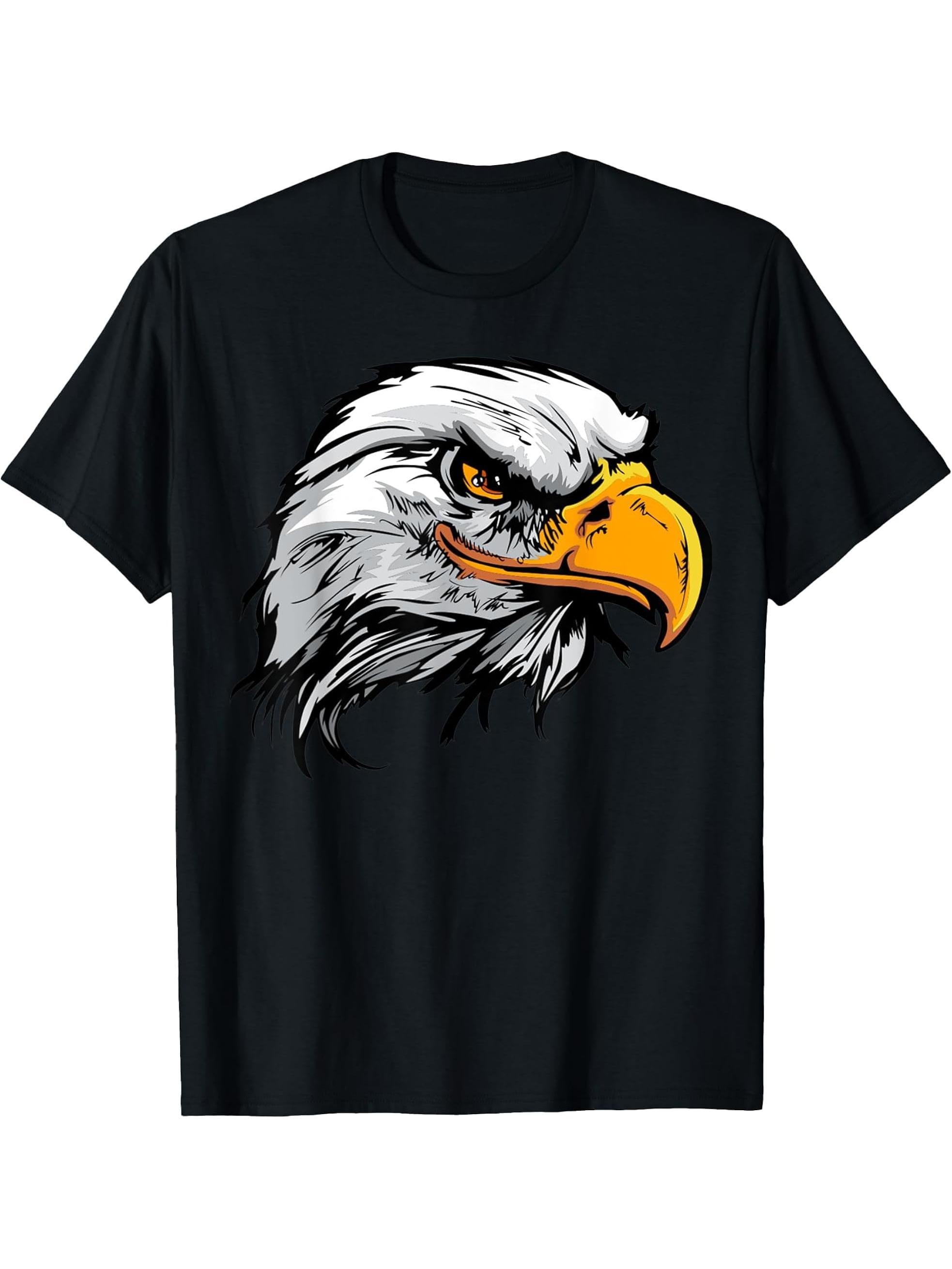 Eagle Head Shirt Bird of Prey Eagle Bird Bald Eagle Sea Eagle T-Shirt 180G 100% Cotton Printed Round Neck Short-Sleeve T-Shirt, Gifts for Men Dad Husband Grandpa, S-XXXL, Black