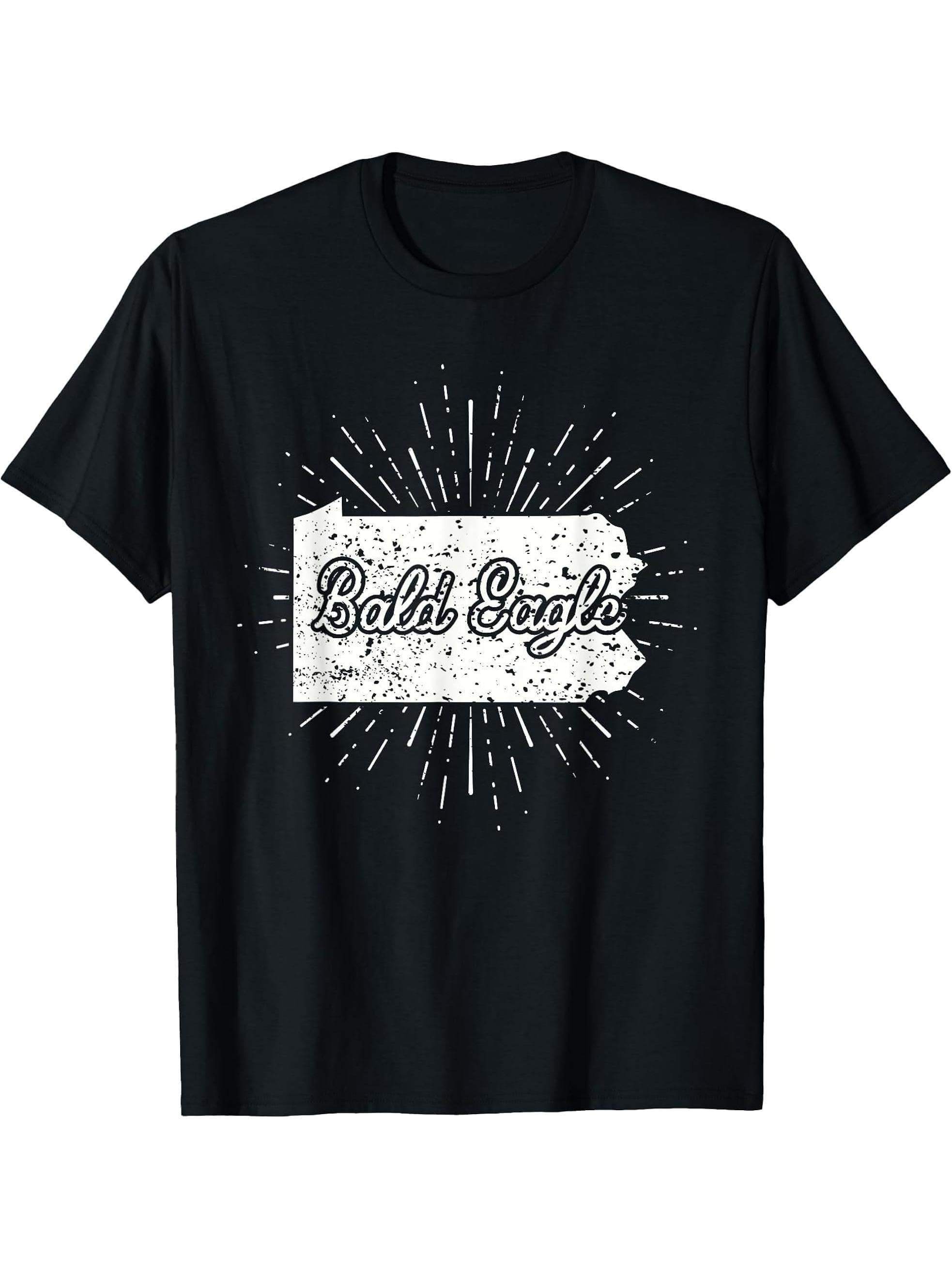 Bald Eagle Pennsylvania T-Shirt 180G 100% Cotton Printed Round Neck Short-Sleeve T-Shirt, Gifts for Men Dad Husband Grandpa, S-XXXL, Black