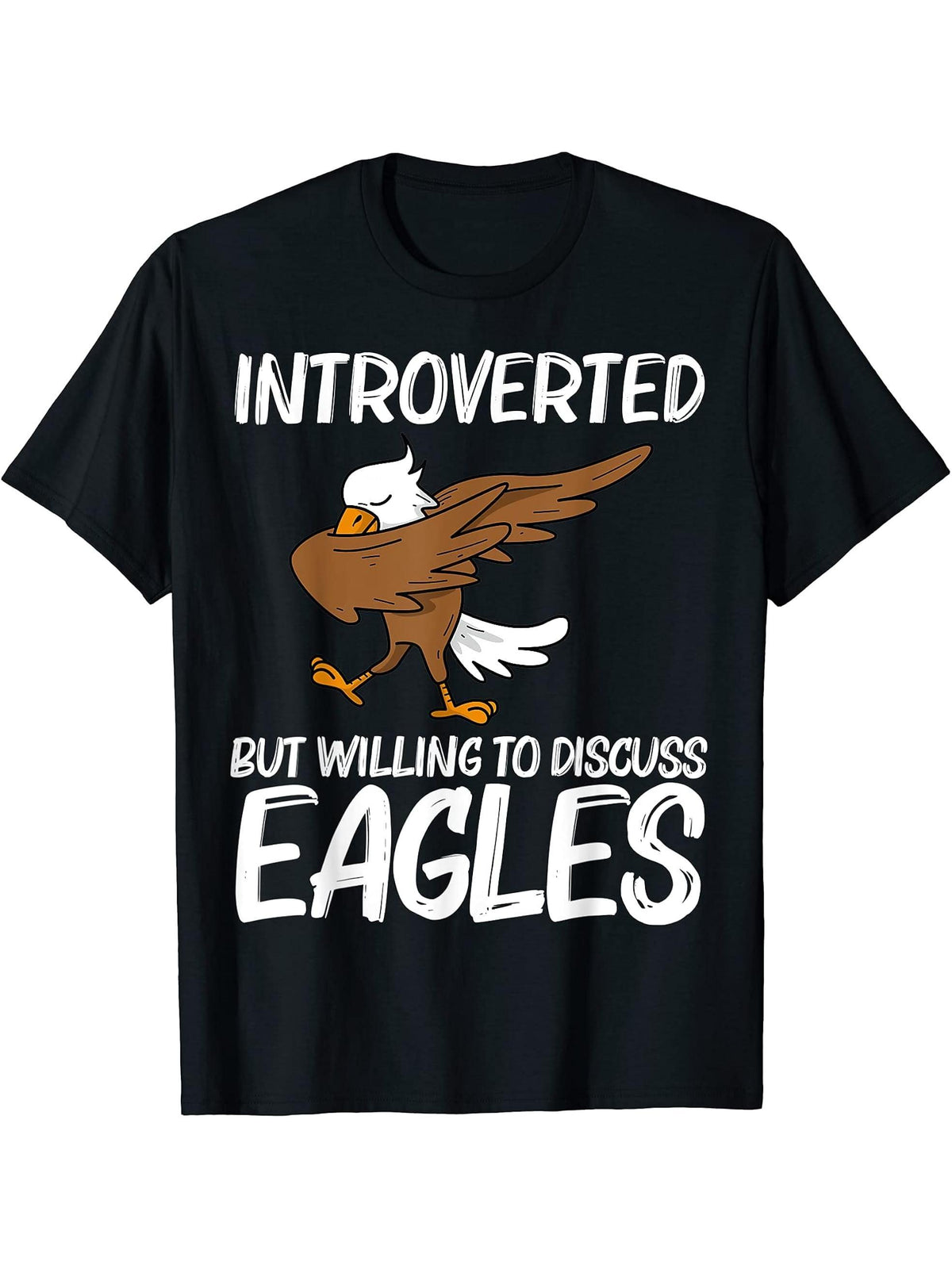 Cool Eagle For Men Women Dabbing Bald Flying Animal T-Shirt 180G 100% Cotton Printed Round Neck Short-Sleeve T-Shirt, Gifts for Men Dad Husband Grandpa, S-XXXL, Black