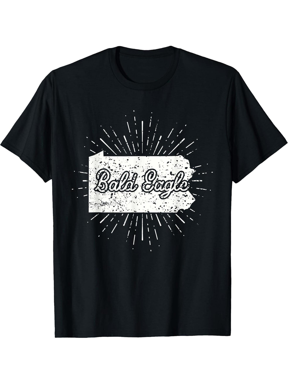 Bald Eagle Pennsylvania T-Shirt 180G 100% Cotton Printed Round Neck Short-Sleeve T-Shirt, Gifts for Men Dad Husband Grandpa, S-XXXL, Black