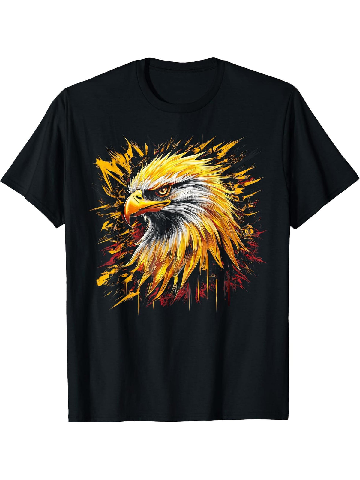 Eagle American Bald Eagle USA Bird Gift T-Shirt 180G 100% Cotton Printed Round Neck Short-Sleeve T-Shirt, Gifts for Men Dad Husband Grandpa, S-XXXL, Black