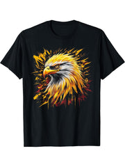 Eagle American Bald Eagle USA Bird Gift T-Shirt 180G 100% Cotton Printed Round Neck Short-Sleeve T-Shirt, Gifts for Men Dad Husband Grandpa, S-XXXL, Black