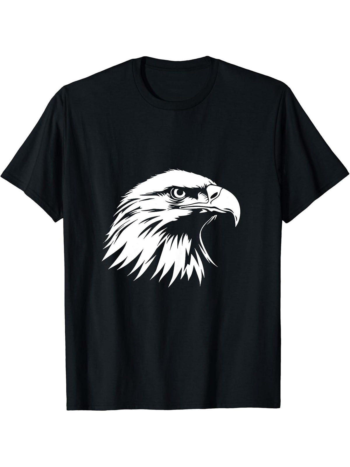 Eagle Silhouette Bald Eagle Men Women T-Shirt 180G 100% Cotton Printed Round Neck Short-Sleeve T-Shirt, Gifts for Men Dad Husband Grandpa, S-XXXL, Black