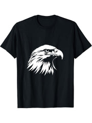 Eagle Silhouette Bald Eagle Men Women T-Shirt 180G 100% Cotton Printed Round Neck Short-Sleeve T-Shirt, Gifts for Men Dad Husband Grandpa, S-XXXL, Black