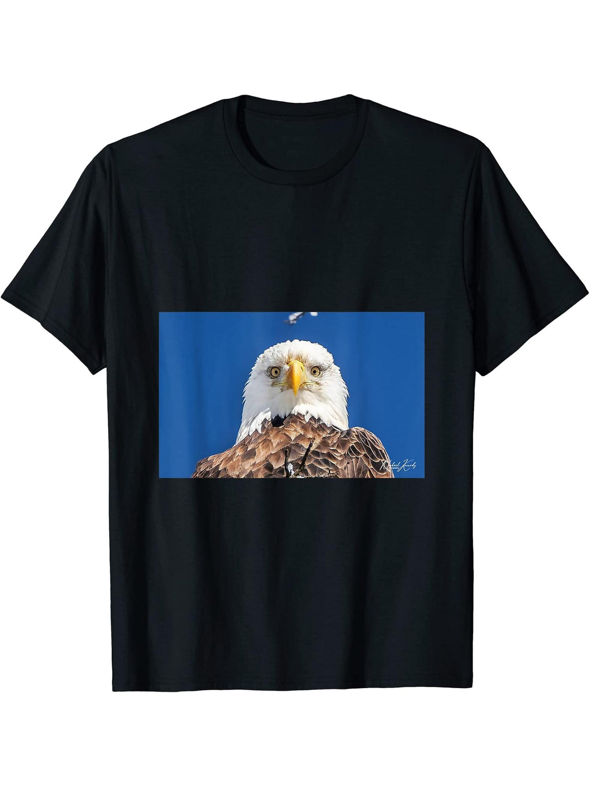 American Bald Eagle Stunning Image T-Shirt 180G 100% Cotton Printed Round Neck Short-Sleeve T-Shirt, Gifts for Men Dad Husband Grandpa, S-XXXL, Black