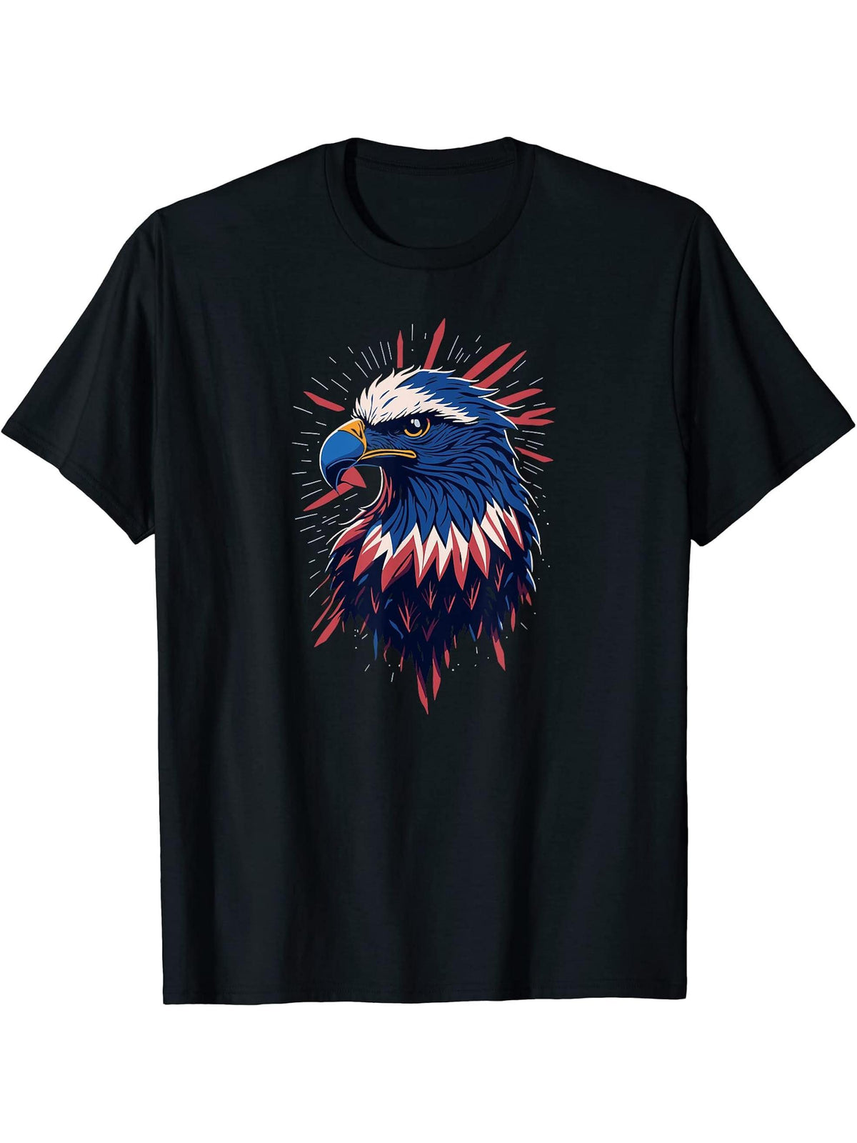 American Bald Eagle T-Shirt 180G 100% Cotton Printed Round Neck Short-Sleeve T-Shirt, Gifts for Men Dad Husband Grandpa, S-XXXL, Black