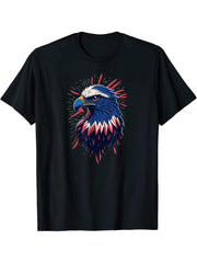 American Bald Eagle T-Shirt 180G 100% Cotton Printed Round Neck Short-Sleeve T-Shirt, Gifts for Men Dad Husband Grandpa, S-XXXL, Black